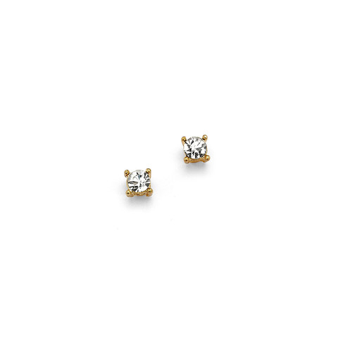 Gold Round Crystal Stud Earrings