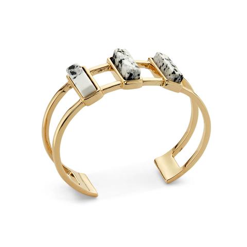 Cheap Wide Double Layered Gold Stone Cuff Bracelet | 7 Charming Sisters