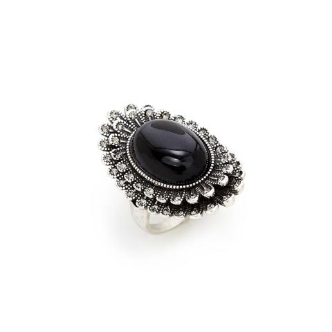 Black and Silver Crystal Ring