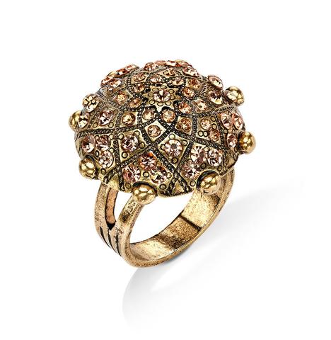 vintage pink and gold crystal cocktail ring