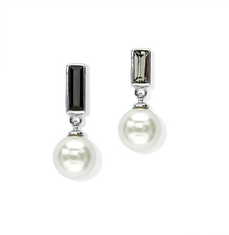 pearl and crystal geometric drop earrings