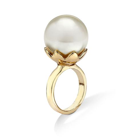 gold pearl cocktail ring
