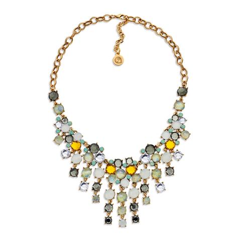 Yellow Crystal Fringed Necklace
