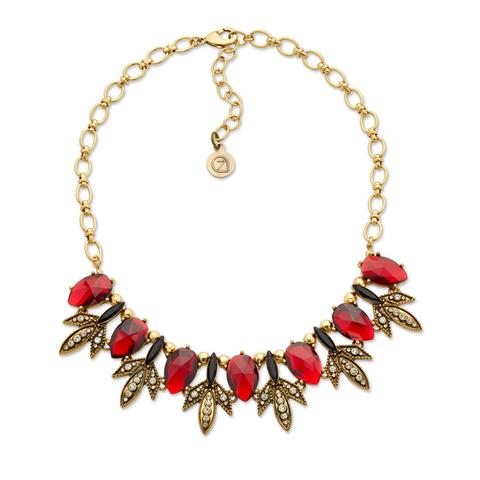 Best Black, Red, and Gold Vintage Crystal Bib Statement Necklace | 7 Charming Sisters