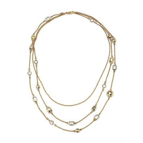 Cheap Best Long Three Layered 10k Gold-Plated Crystal Necklace | 7 Charming Sisters