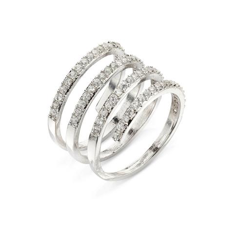 Silver Crystal Spiral Ring