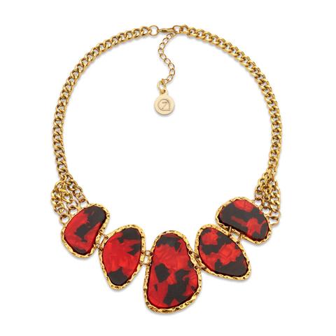 Red and Gold Collar Necklace 